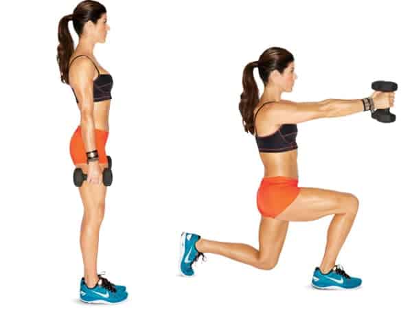 REVERSE-LUNGE-front-raise quick and effective workout
