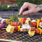 vegetable sosaties on a braai