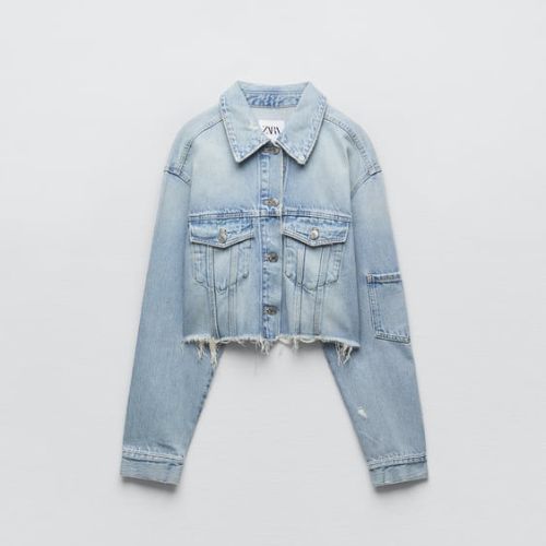 distressed denim cropped jacket