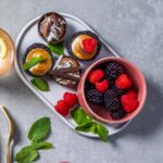 valentine's day food displayed on grey backdrop