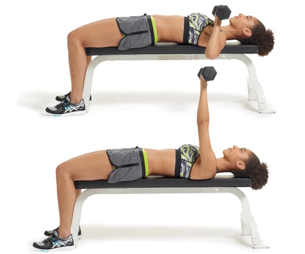 single-arm chest press with dumbbell