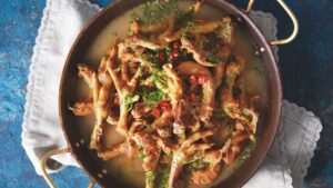 chicken feet in a pot
