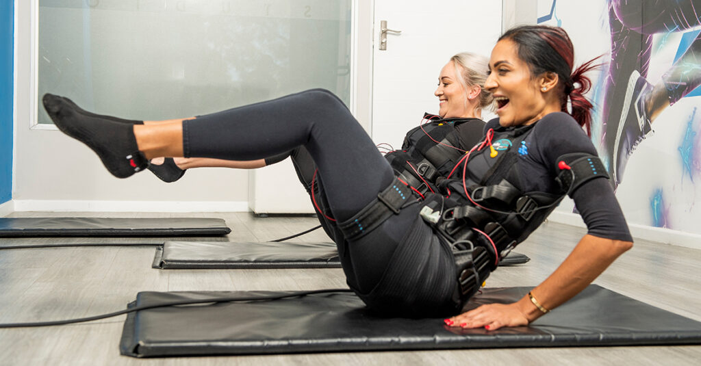 Body20 EMS training being done by two women
