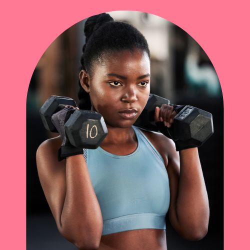 woman with dumbbells