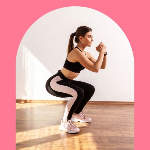 woman doing fitness squat for free beginner 10K running plan