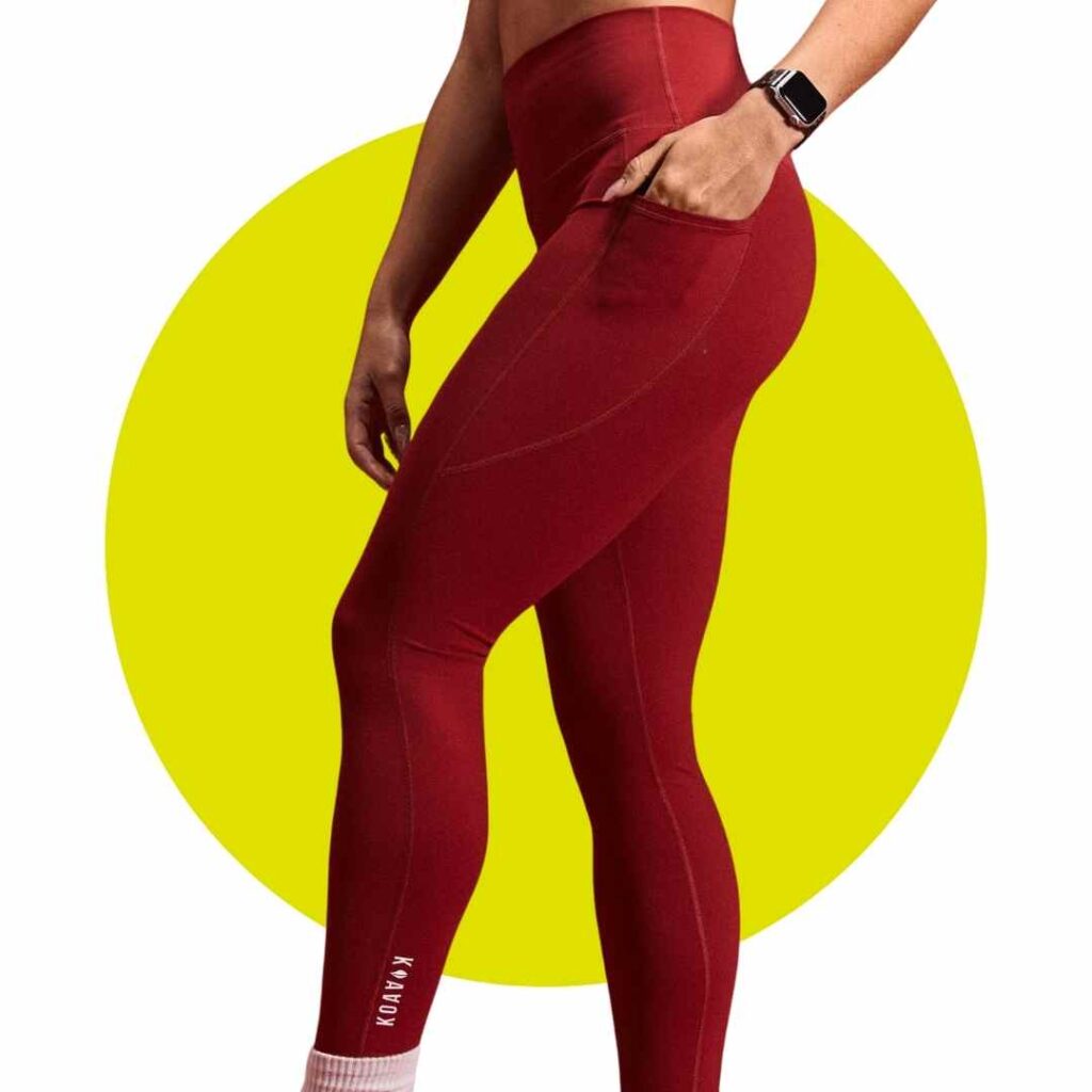 Koakoa Active Vela Pocket Leggings In Cherry Red